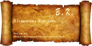 Blumenau Karion névjegykártya